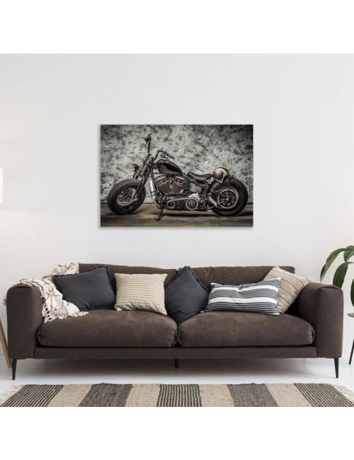 Tableau en verre moto custom noir 80x120