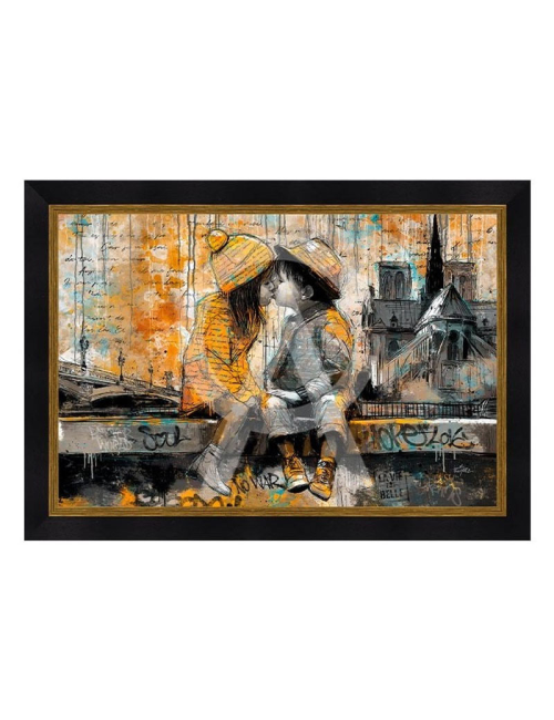 Grand tableau Romaric 80x120 Les petits amoureux qui s’embrassent