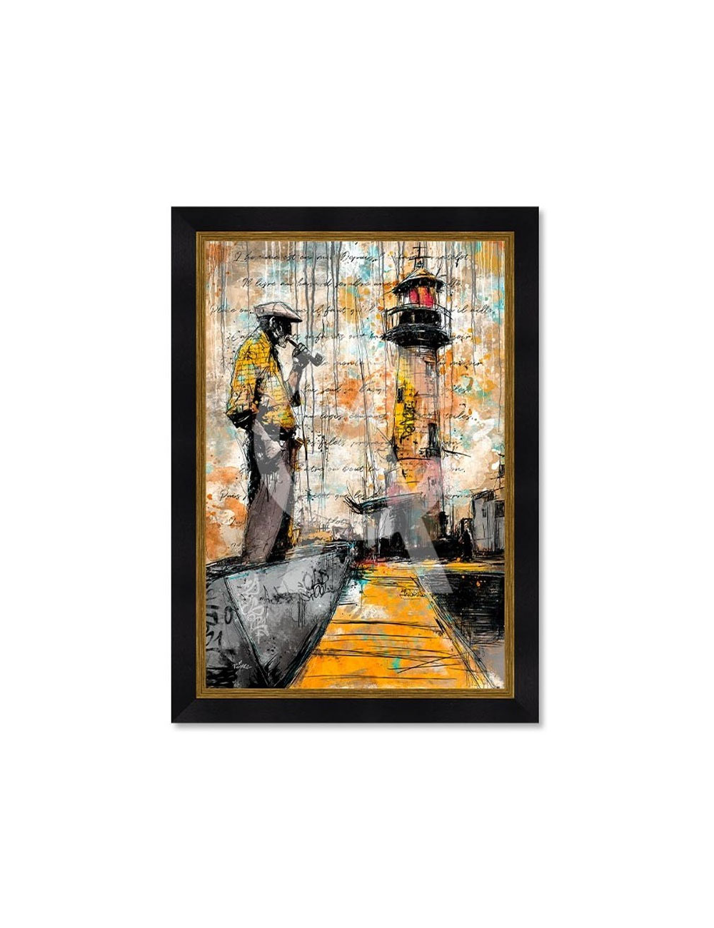 Tableau Le vieux pêcheur et le phare – Romaric