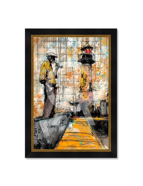 Tableau Le vieux pêcheur et le phare – Romaric