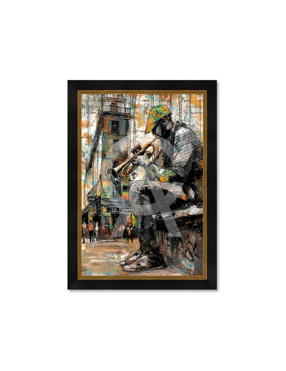 Grand tableau Romaric 80x120 Le trompettiste à Paris