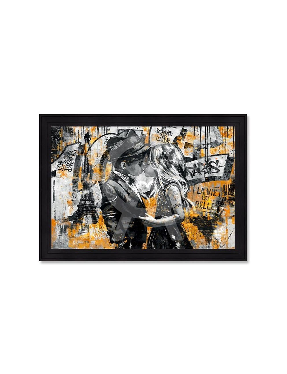 Tableau Le petit bisou à Paris grand format 80x120 – Romaric