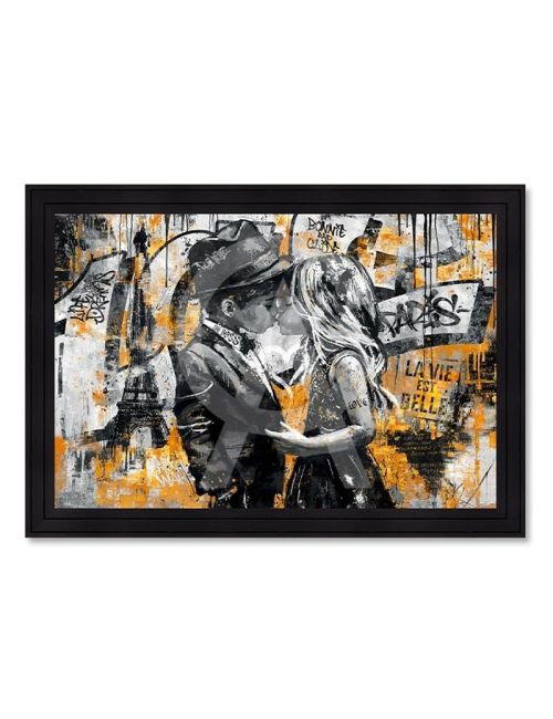 Tableau Le petit bisou à Paris grand format 80x120 – Romaric
