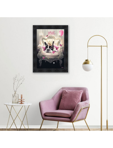 Tableau Bulldog Girly 80x120 Sylvain Binet – Décoration murale girly