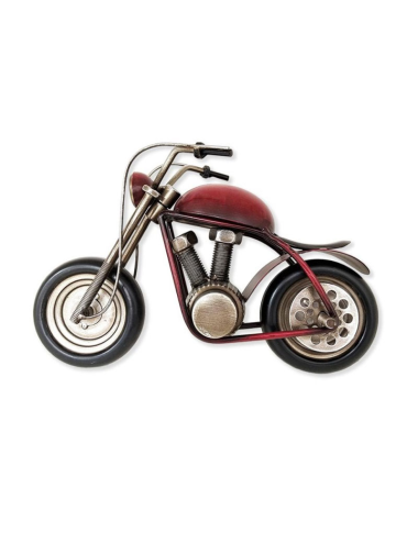 Sculpture moto métal rouge – idée cadeau déco rétro