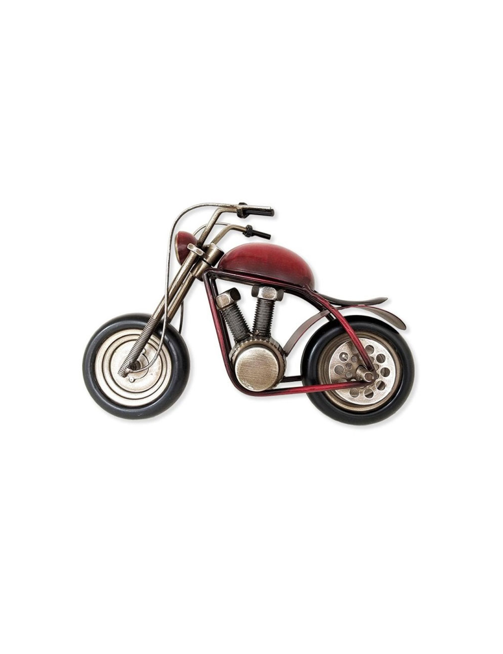 Sculpture moto métal rouge – idée cadeau déco rétro
