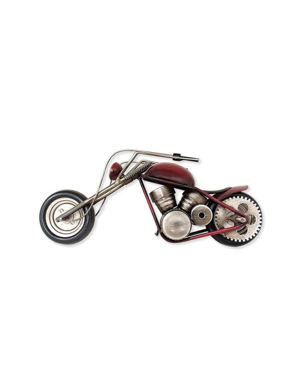 Sculpture moto métal rouge design rétro industriel