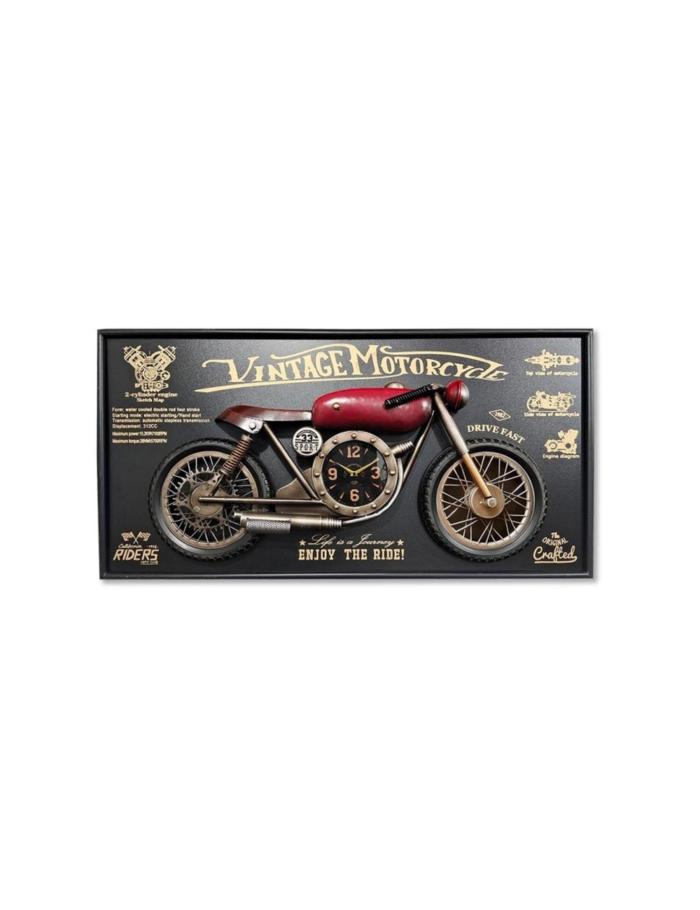Sculpture murale moto vintage en métal design rétro