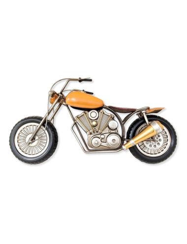 Moto déco métal jaune – sculpture rétro industrielle