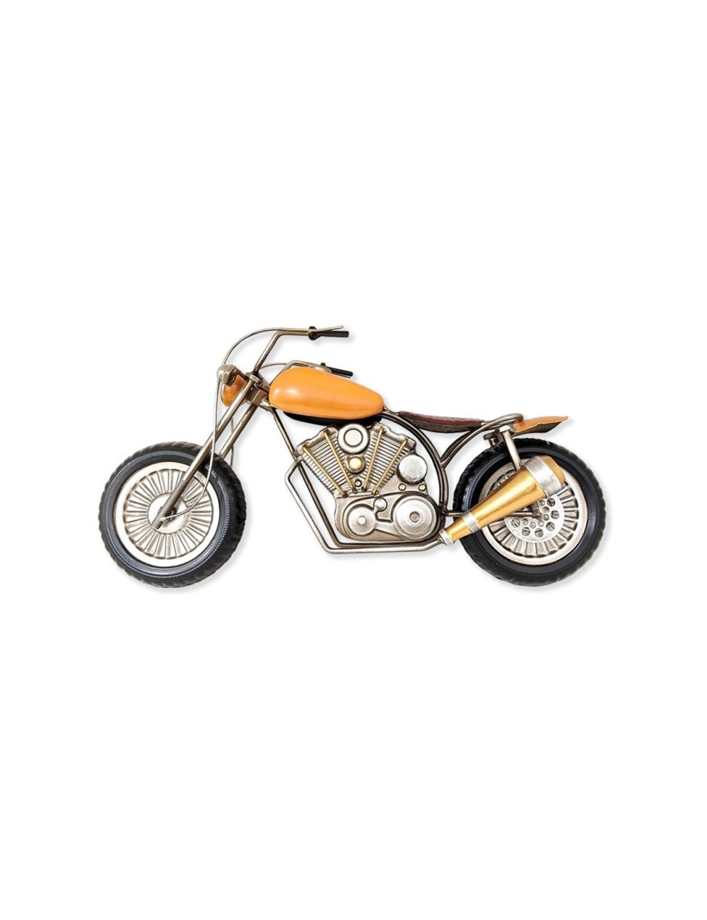 Moto déco métal jaune – sculpture rétro industrielle