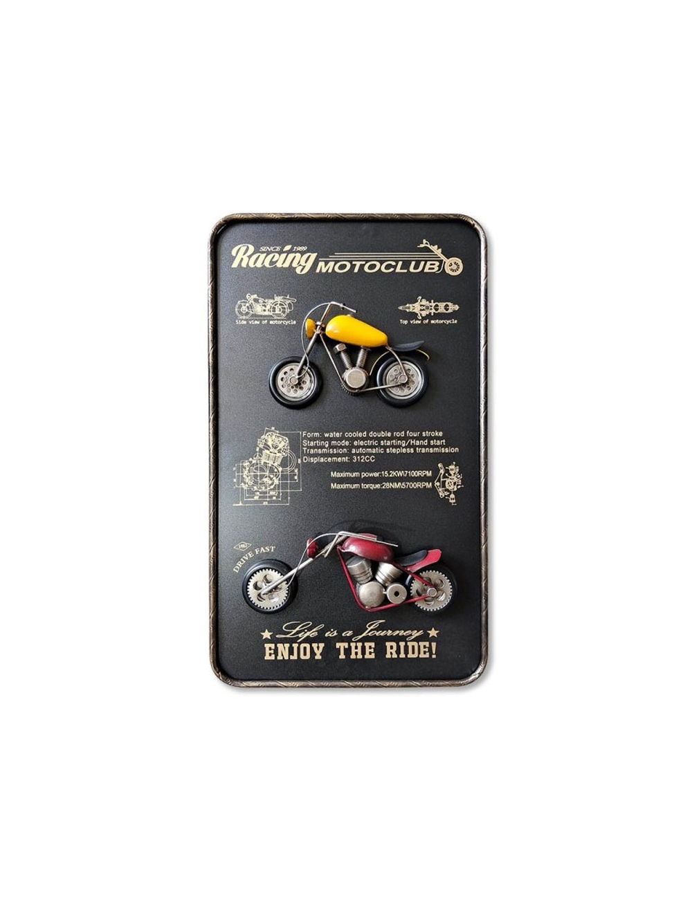 Sculpture murale Racing Motoclub – motos métal rétro