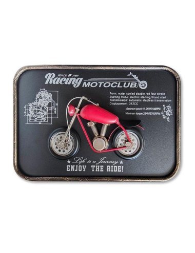 Sculpture murale Racing Motoclub – moto métal rouge rétro