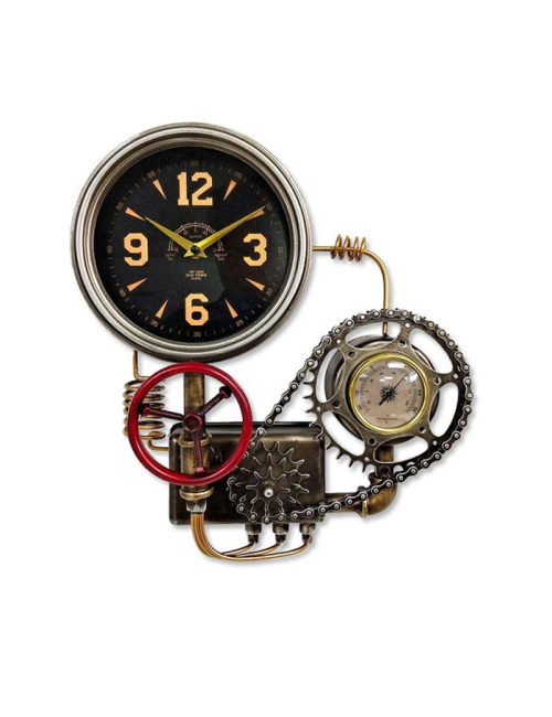 Horloge murale métal design industriel steampunk
