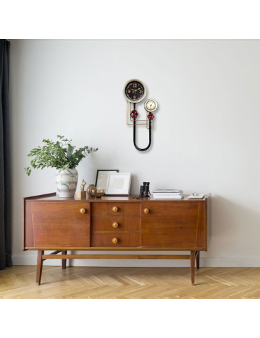 Sculpture horloge murale métal – décoration industrielle rétro