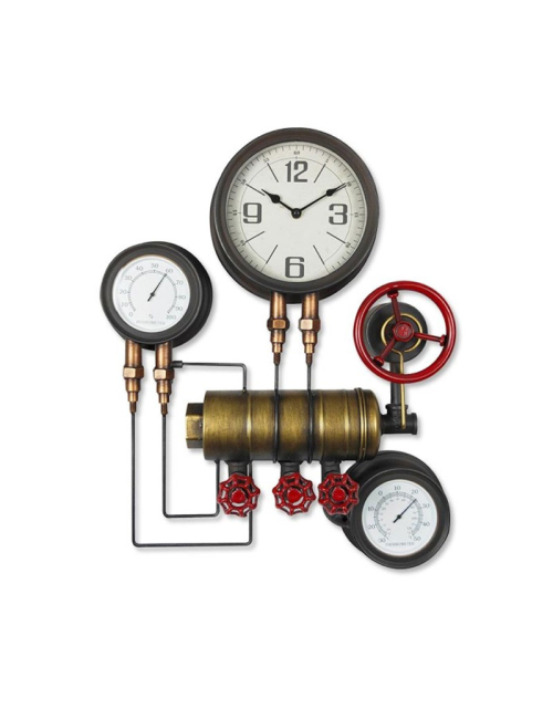 Sculpture horloge murale métal – déco industrielle rétro