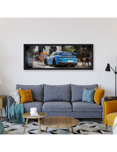 Tableau 992 GT3 City Rubix – Porsche bleue décoration murale
