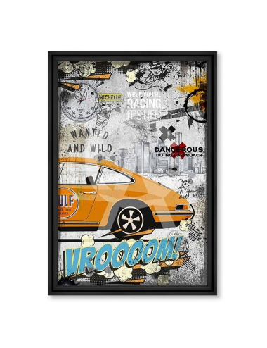 Tableau grand format Porsche Orange Vroomm 80x120 – Rubix
