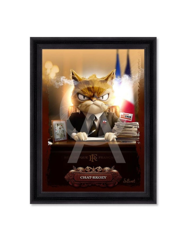 Tableau Chat-rkozy XXL 80x120 – Sylvain Binet