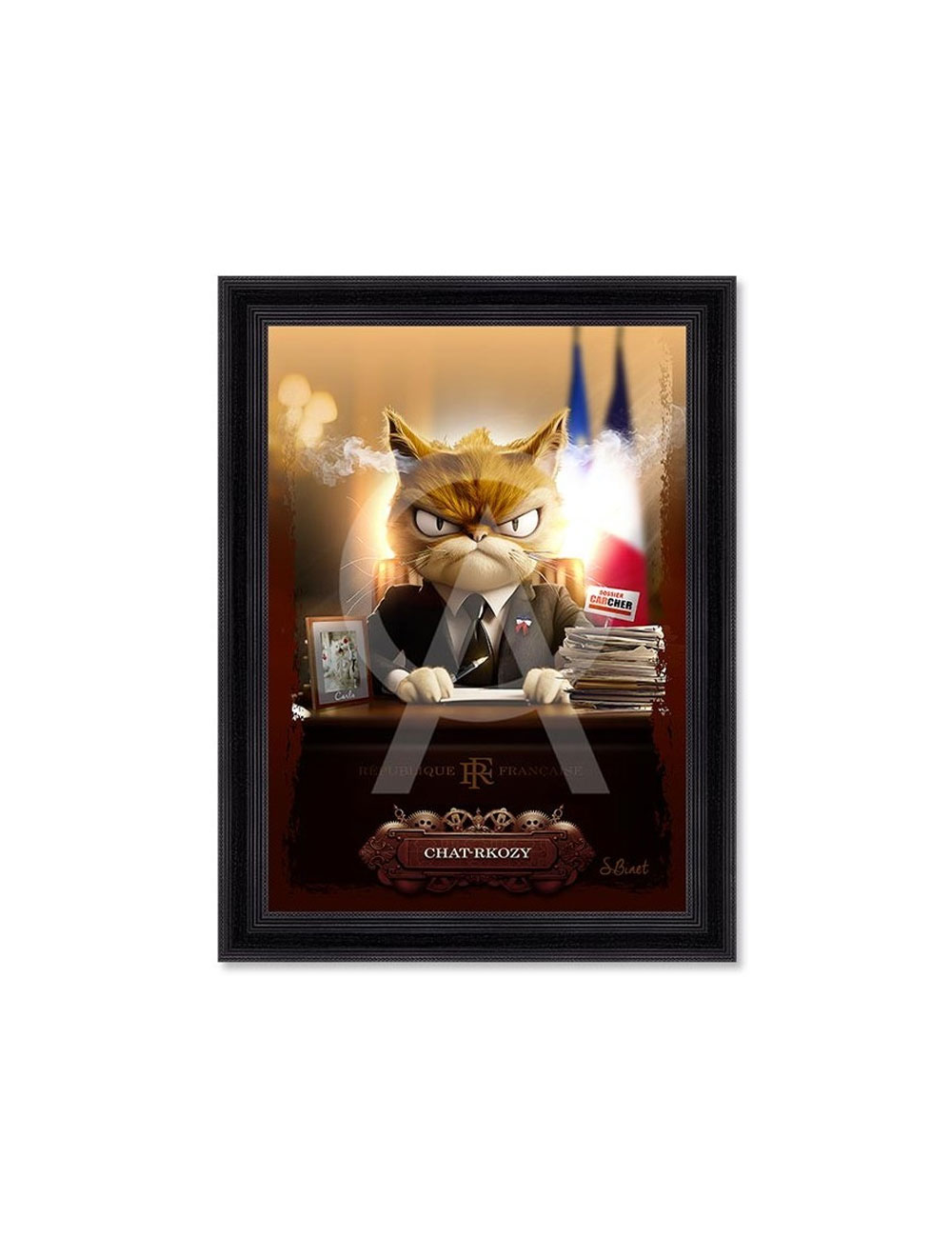 Tableau Chat-rkozy XXL 80x120 – Sylvain Binet