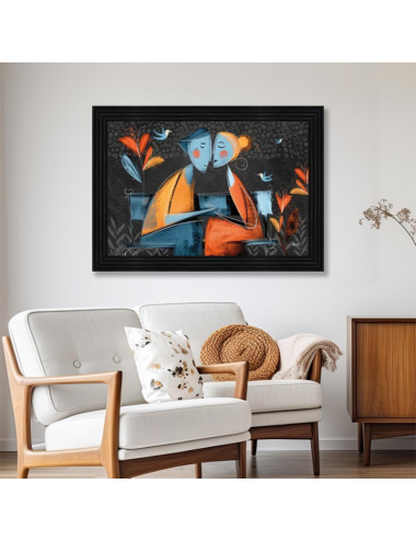 Tableau Seleste, Les Amoureux sur le banc 80x120 cm décoration murale