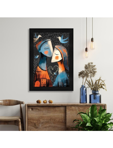 Tableau Seleste, Les Amoureux et les oiseaux, décoration murale