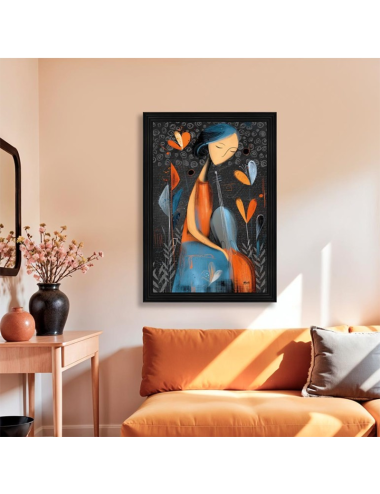 Tableau Seleste La Violoncelliste 80x120 cm, décoration murale