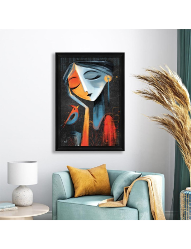 Tableau Seleste La jeune femme et l’oiseau décoration murale