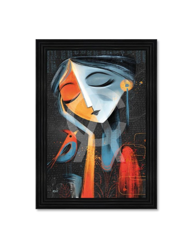 Tableau La jeune femme et l’oiseau 80x120 cm – Seleste