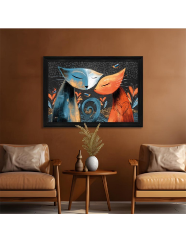 Tableau Seleste Deux chats décoration murale contemporaine