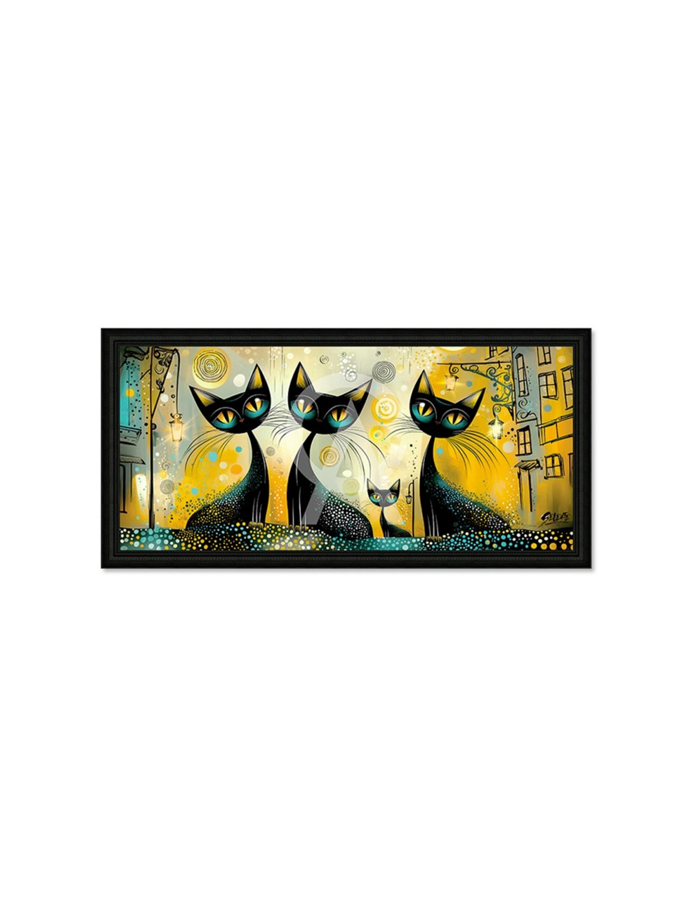 Tableau 4 chats 63x140 cm – Seleste