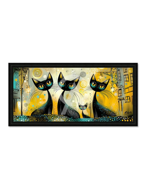 Tableau 4 chats 63x140 cm – Seleste