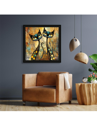 Tableau Seleste 2 grands chats décoration murale contemporaine