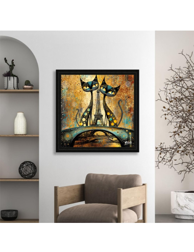 Tableau Seleste 2 chats sur le pont décoration murale contemporaine