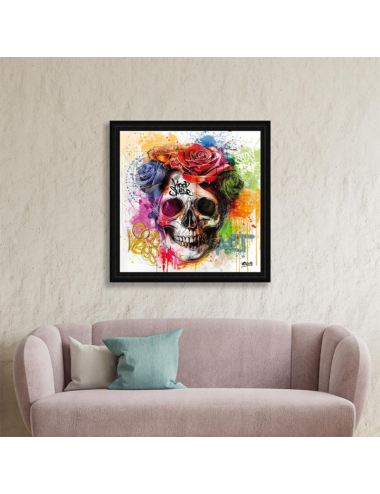 Tableau Seleste Tête de mort florale décoration murale contemporaine