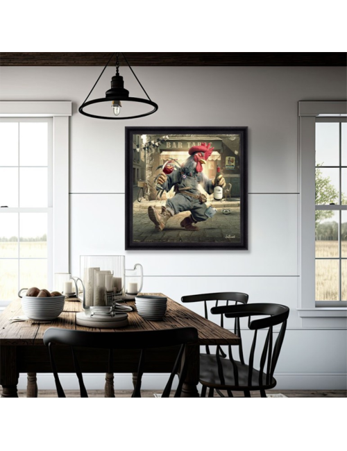 Tableau Coq Ivre – Sylvain Binet – Très grand format