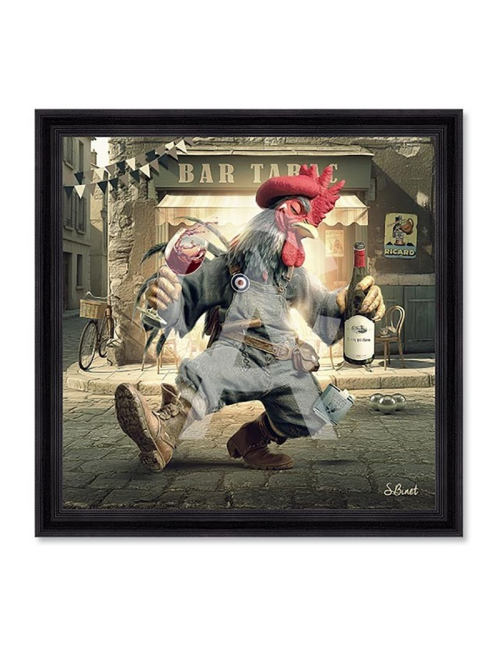 Tableau Coq Ivre – Sylvain Binet – Très grand format