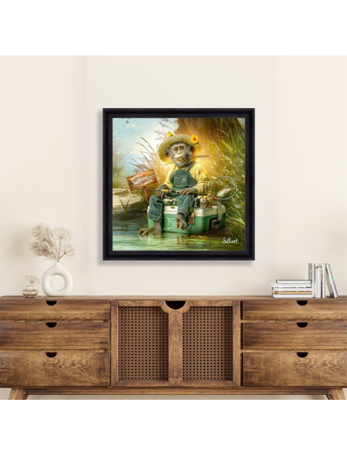 Tableau Singe Pêcheur – Sylvain Binet – Très grand format