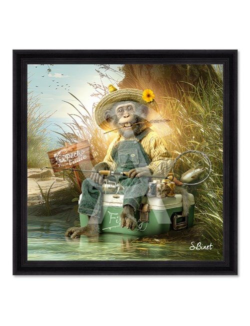 Tableau Singe Pêcheur – Sylvain Binet – Très grand format
