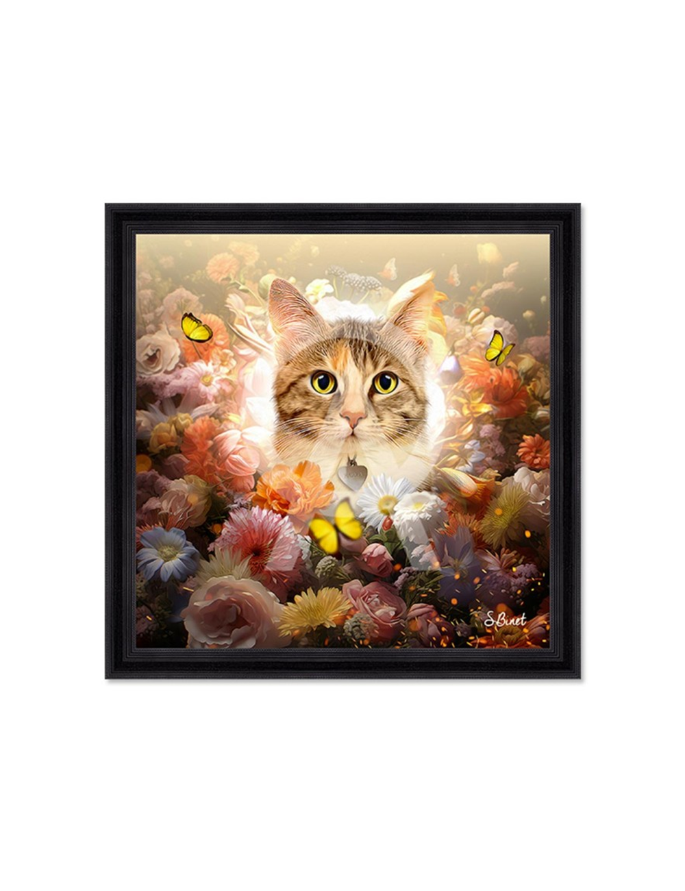 Tableau Chat Fleurs – Sylvain Binet
