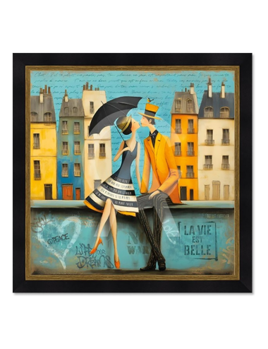 Tableau Les deux amoureux sur le muret – Romaric