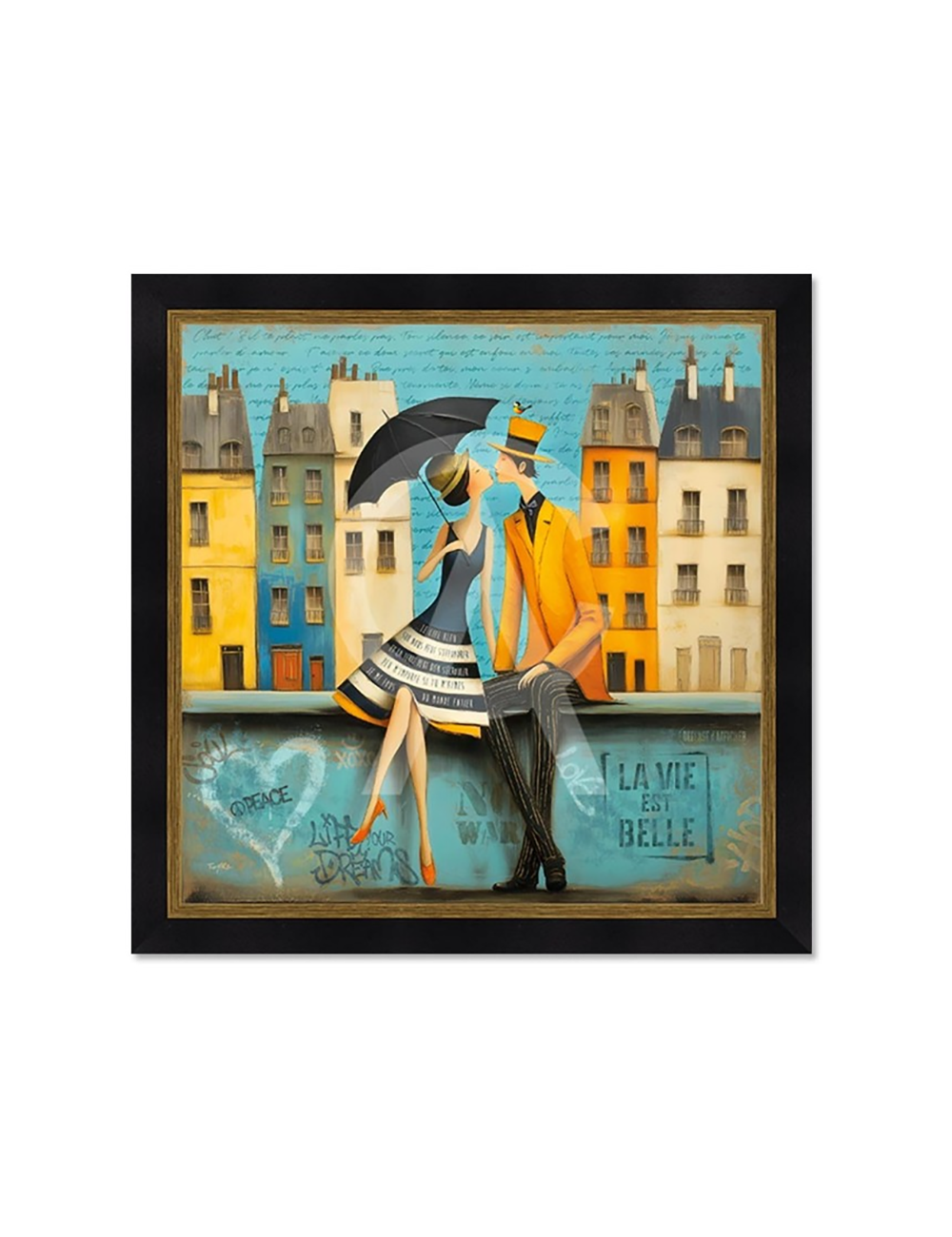 Tableau Les deux amoureux sur le muret – Romaric