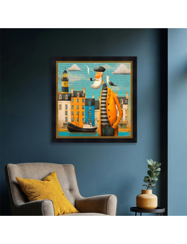 Tableau bohème Romaric Le marin au port