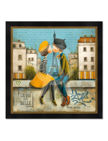 Tableau Le bisou sur le petit muret – Romaric