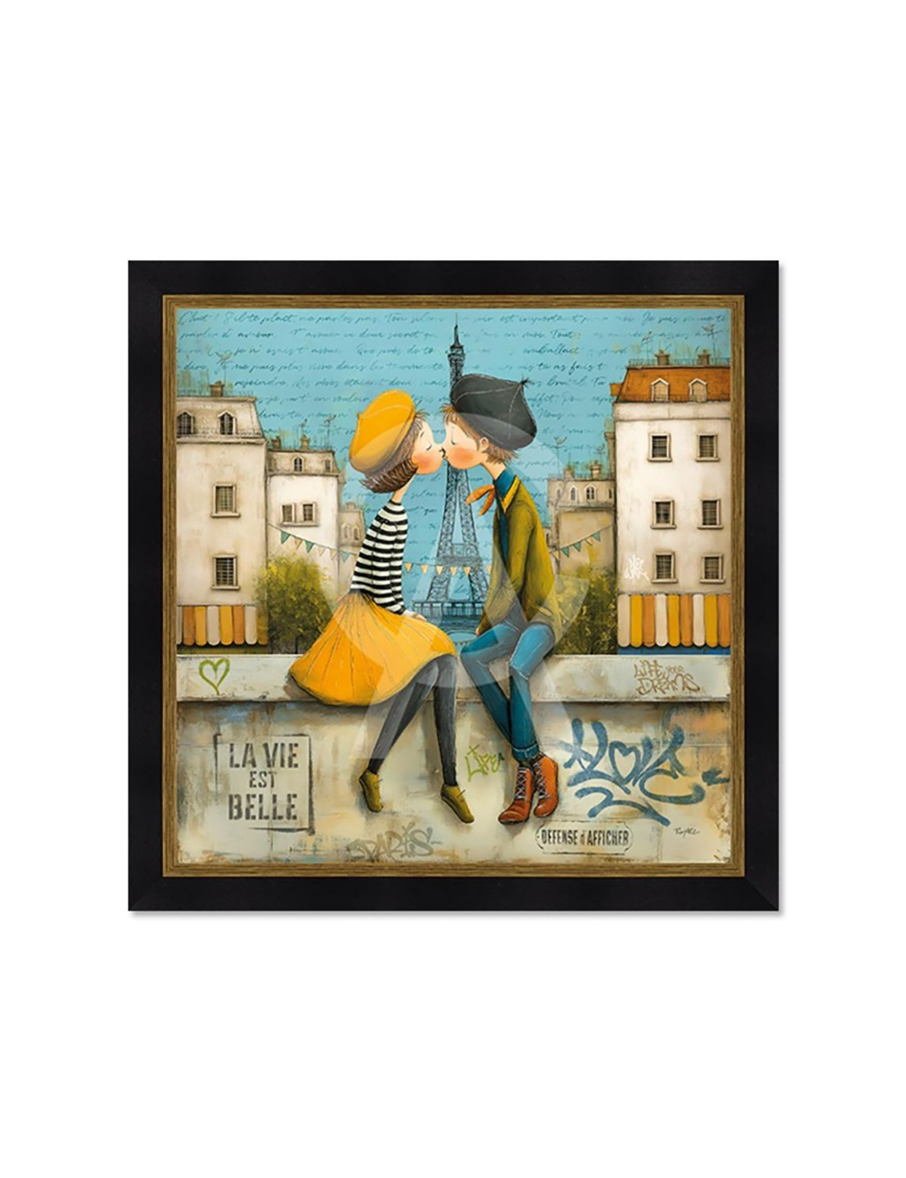 Tableau Le bisou sur le petit muret – Romaric