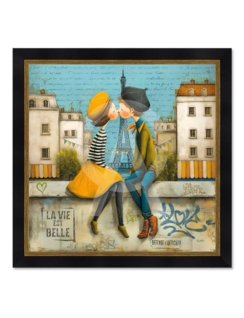 Tableau Le bisou sur le petit muret – Romaric
