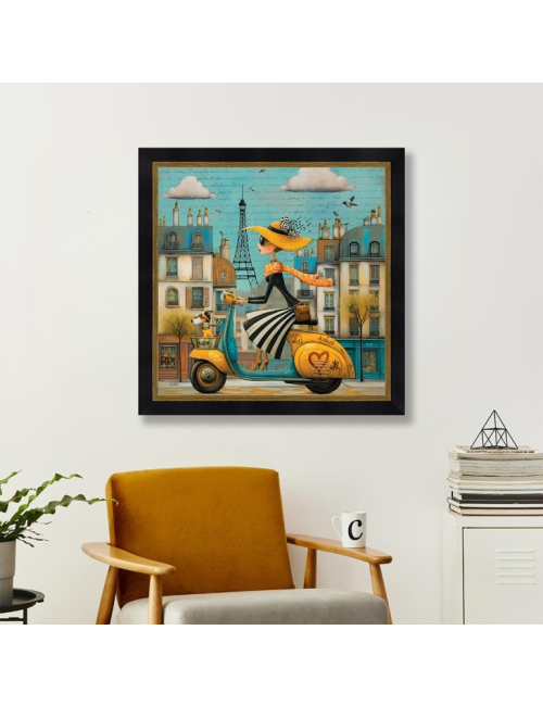 Tableau La parisienne sur son scooter – Romaric