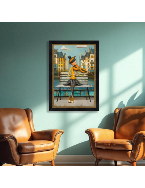 Tableau La violoniste sur le banc – Romaric