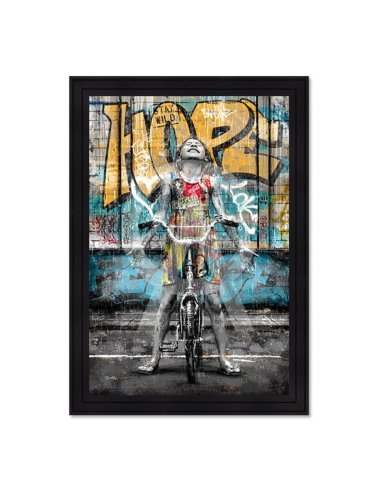 Tableau La fille et son vélo sous la pluie – Romaric