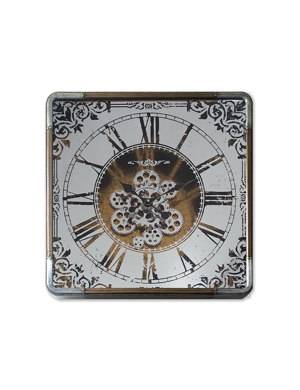 Horloge design engrenages carrée, 80x80 cm