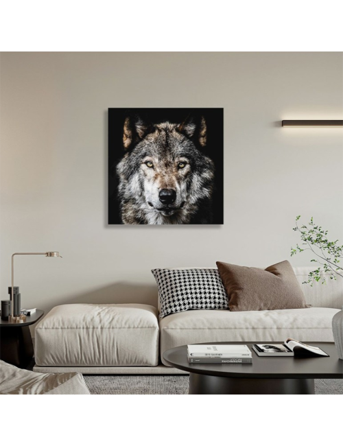 Tableau loup sur verre – regard puissant